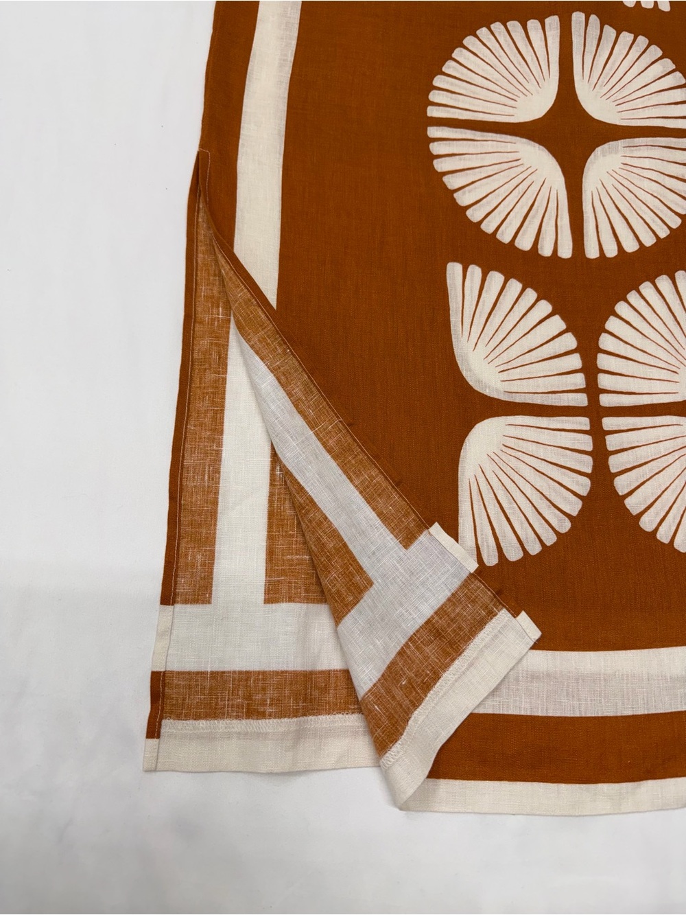 Magaschoni 100% Linen Brown & Cream Geometric Sleeveless Dress - Picture 6 of 13